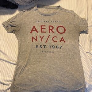 Aeropostale Gray and Red Graphic Tee
